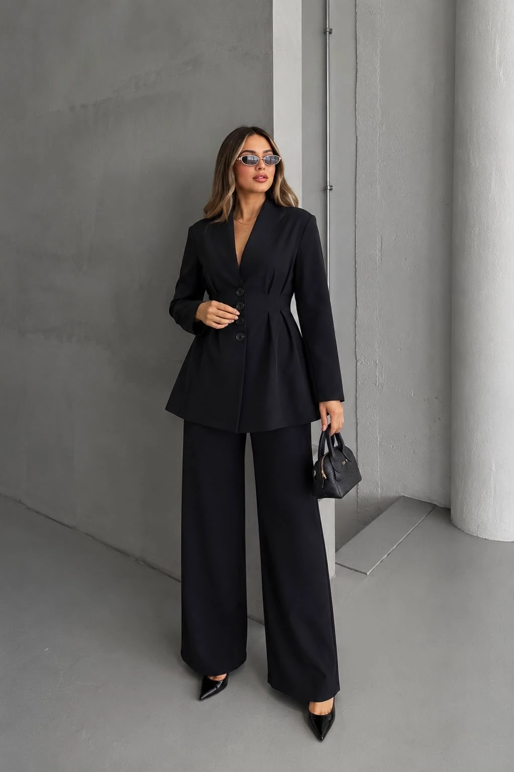 Belden Oturtmalı Blazer Ceketli Takım MA10002 Siyah